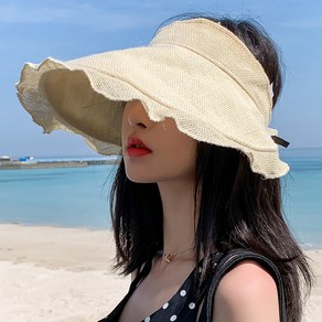 자외선차단 돌돌이 챙넓은 햇빛차단 프릴 린넨 프릴 와이어 썬캡