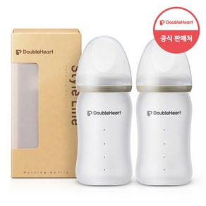 더블하트 실리콘 코팅 노꼭지 유리젖병 160ml, 2개