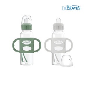 닥터 브라운 젖병 실리콘 손잡이 2팩 그린 그레이 / D. Bown's Milestones Naow Sippy Bottle 2pcs, 2개