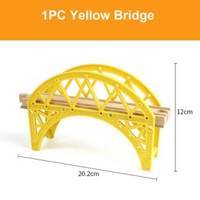 다이캐스트 너도밤나무 나무 기차 트랙 철도 다리 터널 액세서리 브리오 조각 선물용 교육 완구, [06] 1pc yellow bidge, 1개