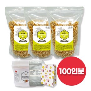 오리지널 팝콘 만들기 재료 100인분 세트 (팝콘옥수수+오일+소금+봉투), 1세트, 100mg