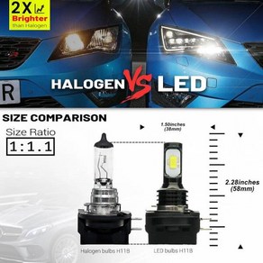 EURS H11B 고출력 및 고휘도 자동차 LED 헤드라이트 주간 주행등 CSP 3570 프론트 240W 6000K, 01 H11B, 02 1PCS