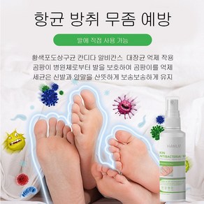 HANLU 발 관리 가려움증 미스트 스토퍼 발냄새 완화 스토퍼 데오도란트 스프레이, 1개, 60ml