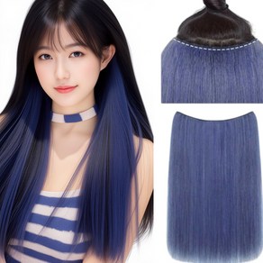 가발위드 스트레이트 긴머리 파리시안 무드 1피스 붙임머리 헤어피스, 1개, 블루