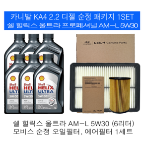 카니발 4세대 KA4 2.2 디젤 쉘 힐릭스 울트라 AM-L 5W30(6L) 순정 필터 엔진오일세트 2R000-L1000, 1개