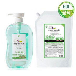 에버미라클 EM 친환경 주방세제 750ml+주방세제 리필 1.5L /비건인증/저자극/과일채소세정가능