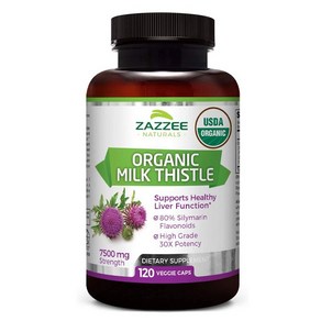 재지 유기농 밀크씨슬 7500mg 120캡슐 / Zazzee USDA Organic Milk Thistle 7500mg