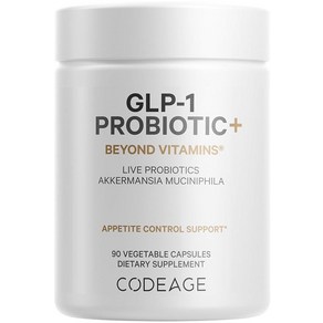 Codeage GLP-1 Pobiotic+ - 살아있는 프로바이오틱스 Akkemansia 클로스트리듐 비피도박테리움 치커리 이눌린 프리바이오틱스 및 포스트바이오틱스 보충제 5억, 1개, 90정