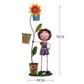 정원 현관 야외 장식 철제인형 화분 빌라정원 빈티지 구제원예 마당꾸미기, 해바라기 소녀