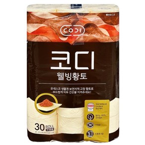 코디 웰빙황토 롤화장지 3겹 30m 30롤 화장지, 27m, 1개