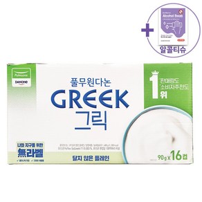 코스트코 풀무원 다논 그릭요거트 90G X 16 [아이스박스] + 더메이런 알콜티슈, 16개