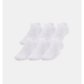 [언더아머 본사]유니섹스 UA 에센셜 쿠션 노 쇼 삭스 6켤레1387057-100, White-XL, 6개