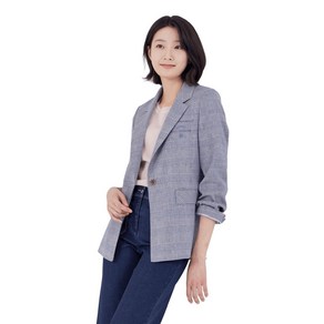 [지센] 여성 린넨체크 테일러드 싱글버튼 긴팔자켓 LFJKP302