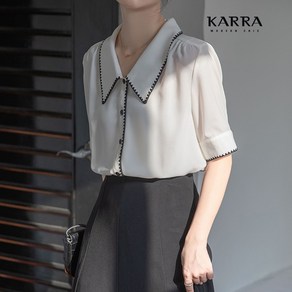 카라 KARRA 배색스티치블라우스 A3F0054