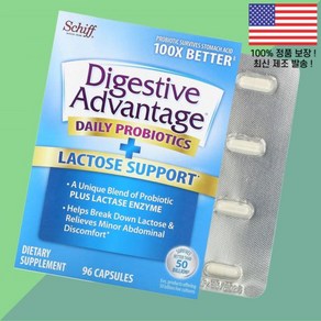 쉬프 다이제스티브 어드밴티지 데일리 프로바이오틱스 유산균 유당 96캡슐 Schiff Digestive Advantage Daily Pobiotics Lactose Suppo, 쉬프 다이제스티브 어드밴티지 데일리 프로바이오틱스 유산, 1개