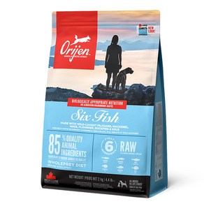 [간식증정] 오리젠 DOG 6피쉬 2kg 고품질원육 강아지 눈물사료 비숑 포메 말티즈, 1개, 1.8kg