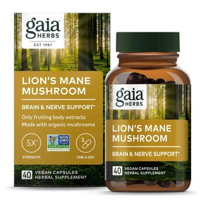 Gaia Hebs Lions Mane 노루궁뎅이버섯 영양제 40캡슐, 1개, 40정