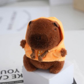 [사은품증정]리빙웍스 카피바라 인형 열쇠고리 가방 악세사리 커플 우정 키링 애착인형 키홀더, 오렌지후드 카피바라, 1개
