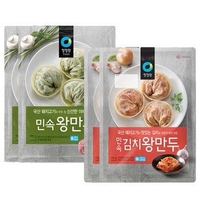 청정원 민속왕만두(고기2+김치2) 770g 4봉, 4개