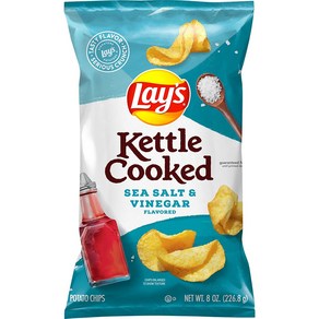 [미국직배송]레이스 케틀 쿡 씨 쏠트 & 비네거 감자칩 1개x226.8g Lay's Kettle Cooked Sea Salt & Vinega Potato Chips, 1개, 226.8g