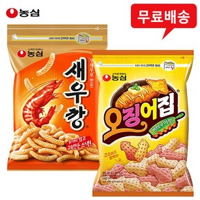 농심 대용량 지퍼백 5봉(새우깡3+빅오징어집2) 무배, 5개, 140g