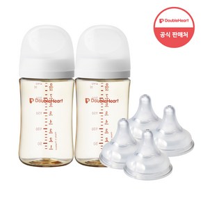 더블하트 모유실감 3세대 PPSU 베이직 트윈팩 240ml+젖꼭지(4입)