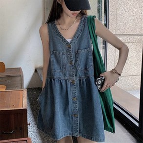 데일로엔 데님 민소매 베이비돌 미니 원피스