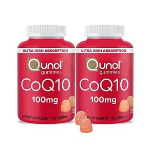 CoQ10 Gummies Qunol CoQ10 100mg 맛있는 구미 보조제 심장 건강 지원 비건 글루텐 프리 초고흡수 2개월 공급(60개 2팩)