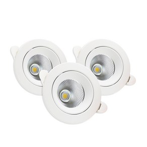 라인라이팅 LED 샤인 COB 3인치 다운라이트 8w 플리커프리, 3개, 주백색(아이보리빛)