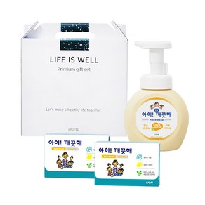 라이웰 아이깨끗해 핸드솝 핸드워시 250ml 1P 세안 거품 클렌징 항균비누 2P 손세정제 선물세트, 파우더향1P+비누2P, 1개