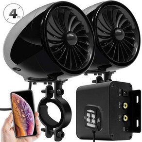 오토바이 오디오 시스템 150W 스테레오 2ch 앰프 방수 블루투스 스피커 M300 FM 라디오 AUX MP3 지원 4 인치, [01] Black Set-Fan