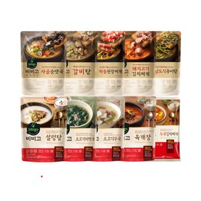 비비고 국 탕 찌개 10종세트 (순댓국+차돌된장찌개+돼지고기김치찌개+추어탕+설렁탕+소고기미역국+소고기무국+육개장+갈비탕+두부김치찌개), 1개