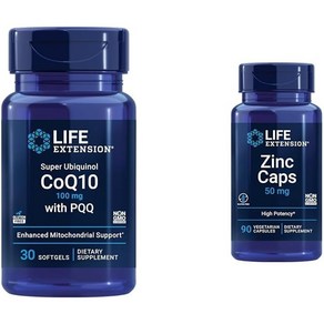 Life Extension PQQ CoQ10 실라짓 30정 아연 캡스 50mg 구연산염 90캡슐 세트, 1세트, 1개, 90정