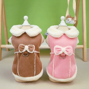 강아지 스웨이드 양털 코트 고양이 무스탕 아우터, 핑크 (2214), 1개