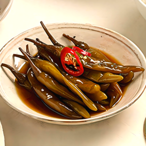 동백찬 국산 청양 고추 장아찌 3kg 6kg 12kg 간장 고추지 절임 삭힌 대용량 업소용 식당, 1개