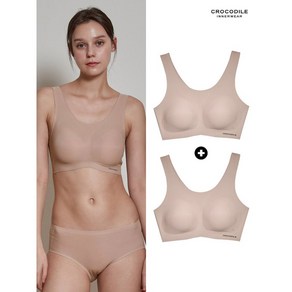 크로커다일 이너웨어 감탄브라 라이크라쉘론 U넥 패드일체형 브라 2종 다크베이지 CDWBR4M14 2