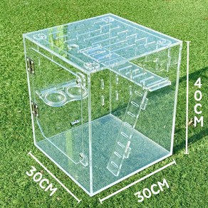 필아크릴 파충류 케이지 사육장 투명 도마뱀 상자 박스 용품 먹이구 포함, 1개
