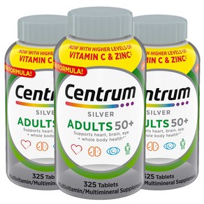 Centum 센트룸 실버 멀티비타민 50세이상 성인용 325정 3팩 Silve Multivitamin fo Adults 50+, 1세트, 975정