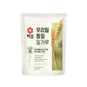 (실온)[백설]우리밀 통밀 밀가루, 3개, 750g