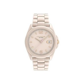 Coach 코치 그레이슨 36mm 베이지 세라믹 케이스팔찌 다이얼 SIG C 데이토 윈도우 크리스탈 아우터링 비즈니스 고급 여성 데일리 손목시계