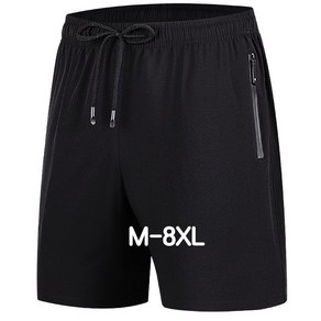 쥬엔리치 M-8XL 남자 빅사이즈 반바지 캐쥬얼 5부바지 무탄력 지퍼 블랙