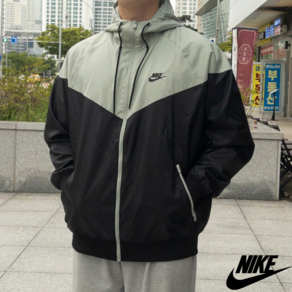 나이키(NIKE) W-RNR 바람막이 카키블랙 윈드러너 자켓 + GYU 신발가방