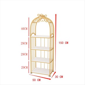 헤어샵 제품 진열장 미용실 프레임 철제 장식장 헤어제품, 골드 길이 50  폭 30 높이 150 4층