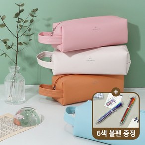피카부 스트랩 사각 펜슬 파우치, 브라운, 1개