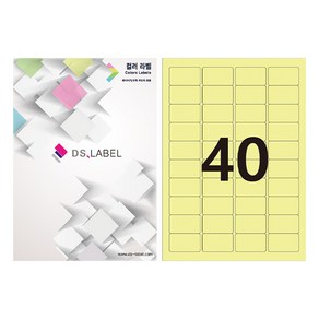 디에스라벨 40칸(4*10) 컬러라벨 연노랑 DY3040 레이저잉크젯 50매, 단품