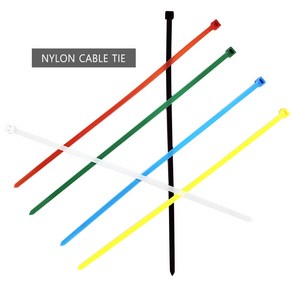 컬러 나일론 케이블 타이 250mm / 270mm / 300mm 100개입 밴드 전선정리 백색 노랑 빨강 녹색 청색 검정, 6mm x 300mm x100개, 100개