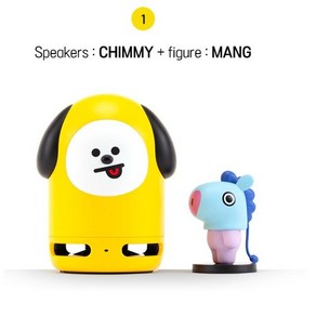 BT21 프렌즈 듀오 블루투스 스피커&피규어 아미 필수, 1번 CHIMMY+MANG