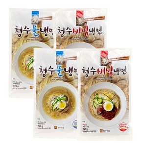 청수냉면 2종 모음 (4봉 구성) 청수 물냉면2봉+비빔냉면2봉 16인분, 720g, 1세트