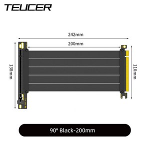 TEUCER PCI E 4 0 X16 라이저 케이블 비디오 카드 EMI 차폐 고속 익스텐더 Expess Gen GPU 익스텐션 코드, PCI-E 3.0_Black-20cm, 1개