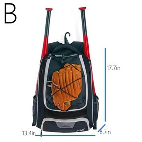 야구가방 청소년용 대용량 장비 배낭 신발 칸막이 소프트볼 배트 백 스포츠, 없음, 1개